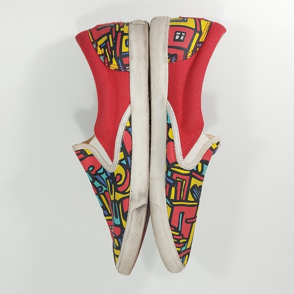 Bucket Feet Canvas Slip On Red Sneaker Boat Shoes, Size 9 - Picture 7 of 9